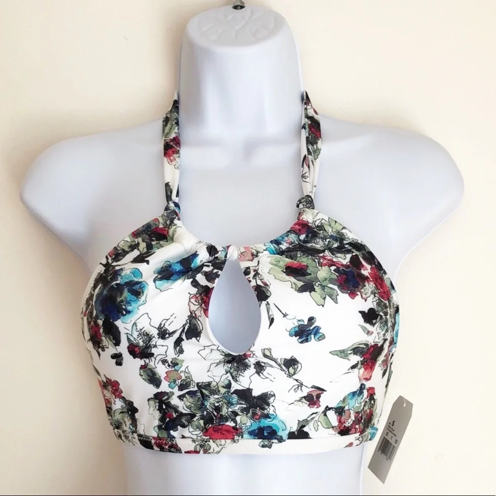 Sea Angel Size Medium Floral Print‎ Halter Swim Top